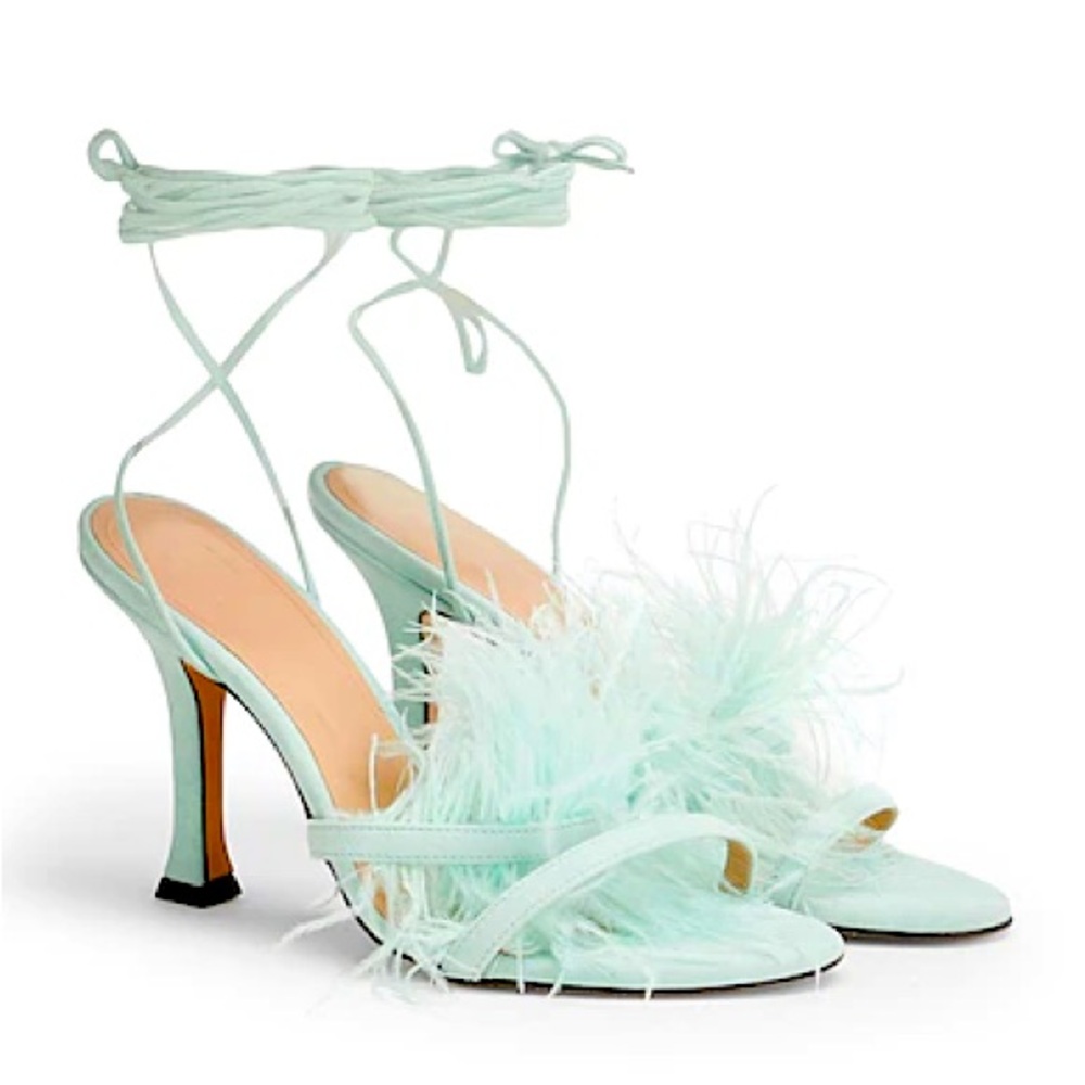NEW YOOX Feathered Sandal Heels